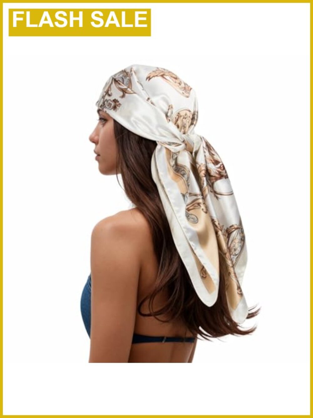 Silk-Like Polyester Head Scarf 35x35 Paisley Square Bandana